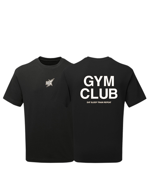 10X GYM CLUB HEAVYWEIGHT T-SHIRT, BLACK