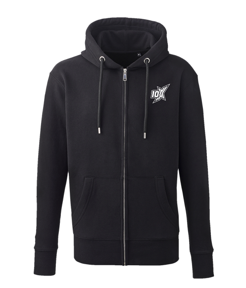10X ATHLETIC BLACK ZIP LOGO HOODIE