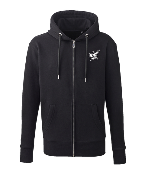 10X ATHLETIC BLACK ZIP LOGO HOODIE